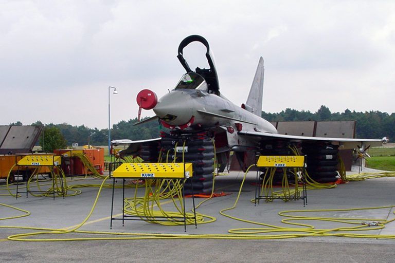KUNZ RLB Recovery Lifting Bags in action for the new Fighter Aircraft “Typhoon” (Eurofighter)